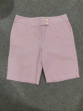 Talbots Pink & White Striped Seersucker Bermuda Shorts